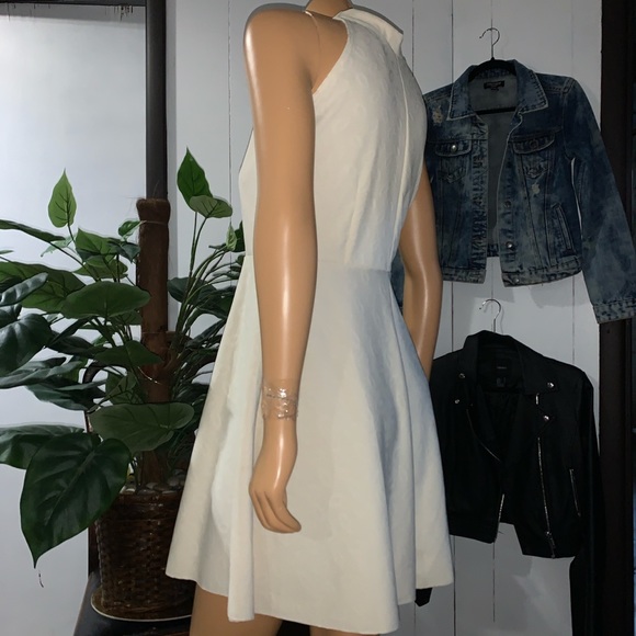 Cream mock neck A-line dress - Picture 2 of 3